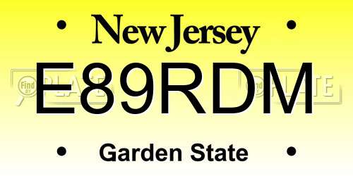 E89RDM New Jersey License Plate