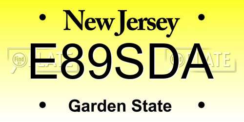 E89SDA New Jersey License Plate