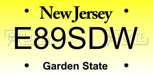 E89SDW New Jersey License Plate