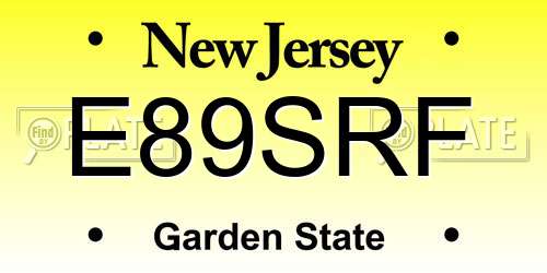 E89SRF New Jersey License Plate