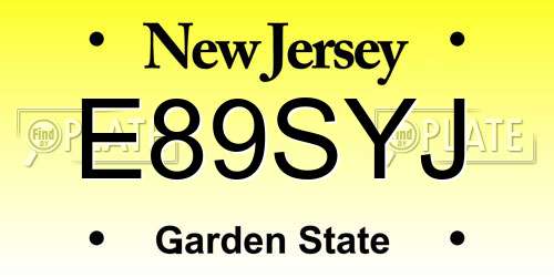 E89SYJ New Jersey License Plate
