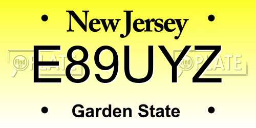 E89UYZ New Jersey License Plate