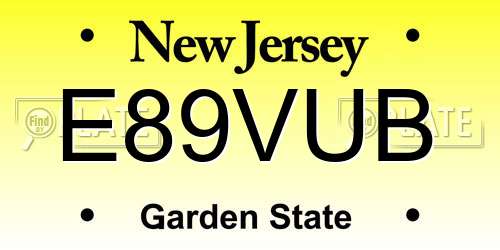 E89VUB New Jersey License Plate