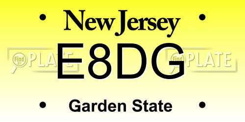 E8DG New Jersey License Plate