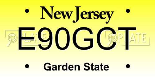 E90GCT New Jersey License Plate
