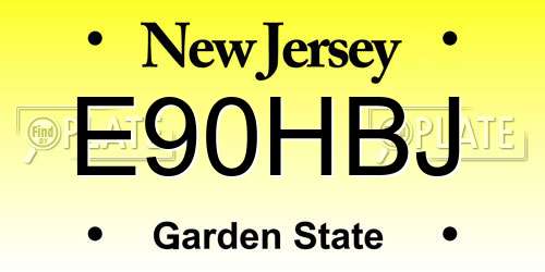 E90HBJ New Jersey License Plate