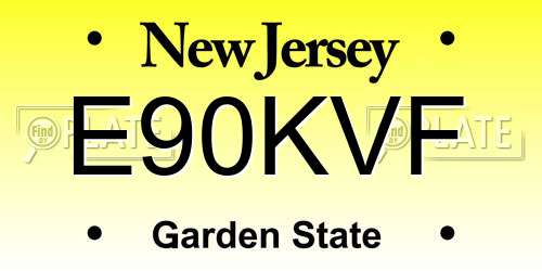 E90KVF New Jersey License Plate