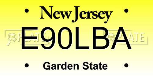 E90LBA New Jersey License Plate