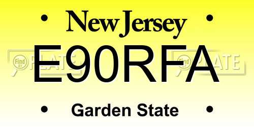 E90RFA New Jersey License Plate