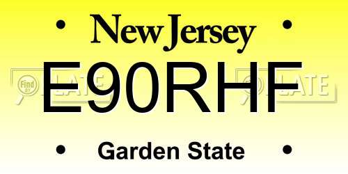 E90RHF New Jersey License Plate