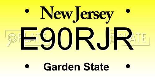 E90RJR New Jersey License Plate