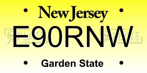 E90RNW New Jersey License Plate