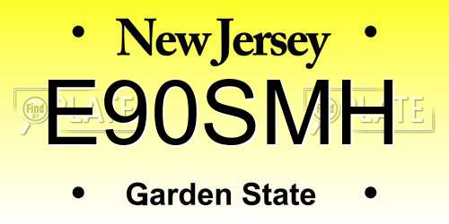 E90SMH New Jersey License Plate