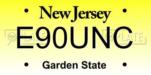 E90UNC New Jersey License Plate