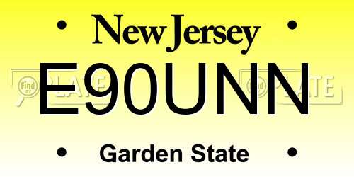 E90UNN New Jersey License Plate