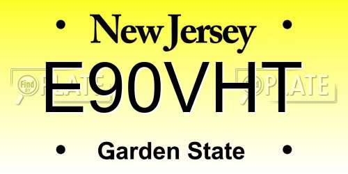 E90VHT New Jersey License Plate