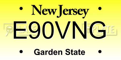 E90VNG New Jersey License Plate