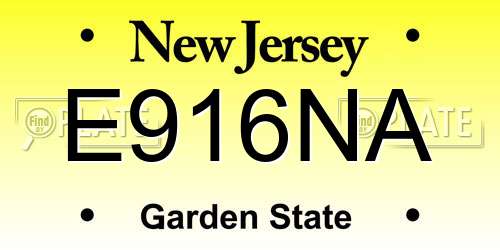 E916NA New Jersey License Plate