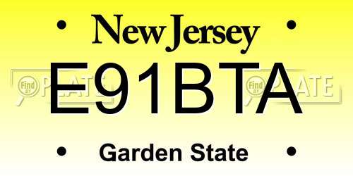 E91BTA New Jersey License Plate