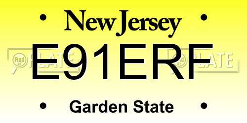 E91ERF New Jersey License Plate