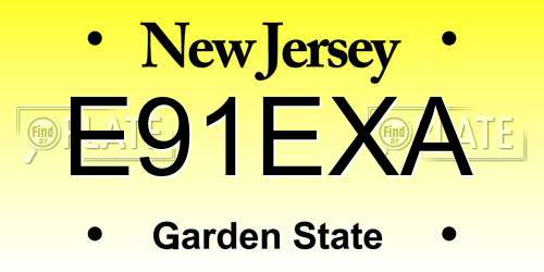 E91EXA New Jersey License Plate