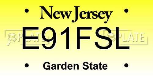 E91FSL New Jersey License Plate