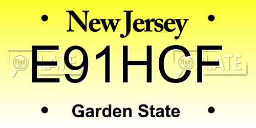 E91HCF New Jersey License Plate