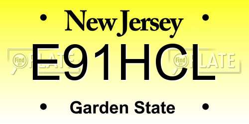 E91HCL New Jersey License Plate
