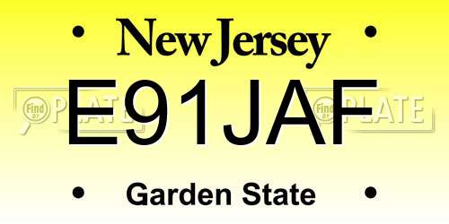 E91JAF New Jersey License Plate