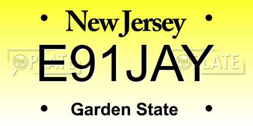 E91JAY New Jersey License Plate