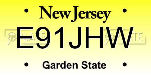 E91JHW New Jersey License Plate