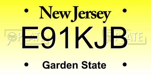 E91KJB New Jersey License Plate