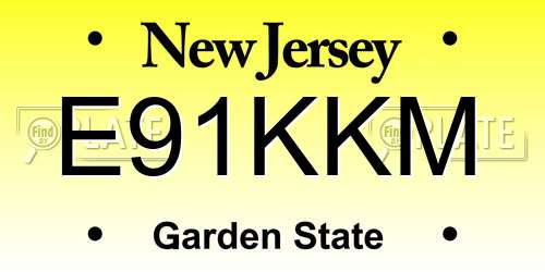 E91KKM New Jersey License Plate