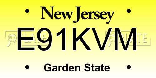 E91KVM New Jersey License Plate