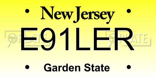 E91LER New Jersey License Plate