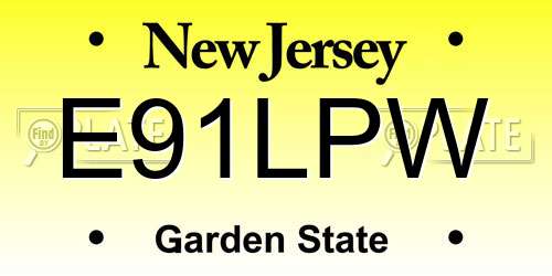 E91LPW New Jersey License Plate