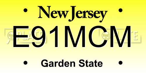 E91MCM New Jersey License Plate