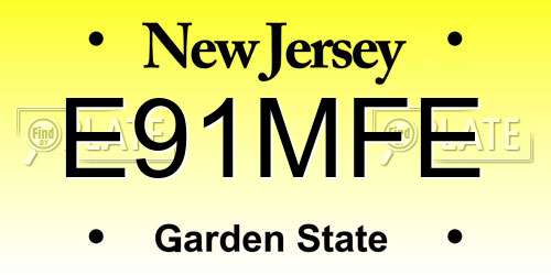 E91MFE New Jersey License Plate