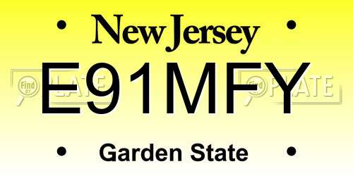 E91MFY New Jersey License Plate