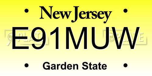 E91MUW New Jersey License Plate