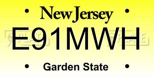 E91MWH New Jersey License Plate