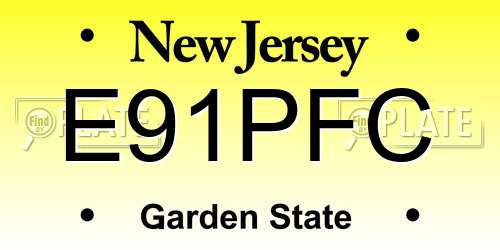 E91PFC New Jersey License Plate