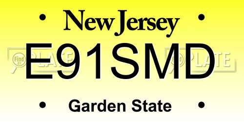 E91SMD New Jersey License Plate