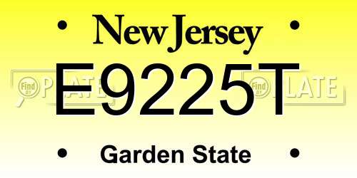E9225T New Jersey License Plate