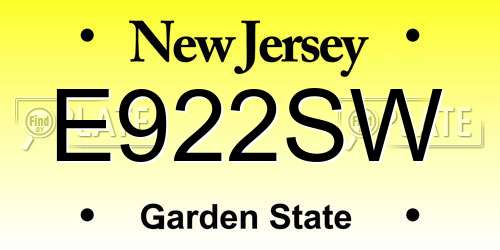 E922SW New Jersey License Plate