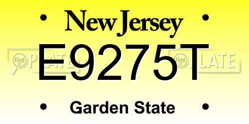 E9275T New Jersey License Plate