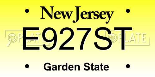 E927ST New Jersey License Plate