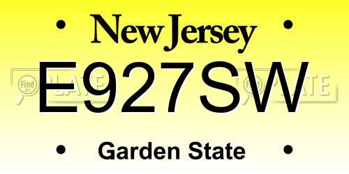 E927SW New Jersey License Plate