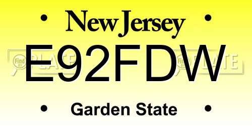 E92FDW New Jersey License Plate