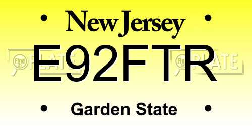E92FTR New Jersey License Plate